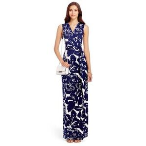 DVF Maxi Dress Floral Silk New Yazie Two US 2 EUC